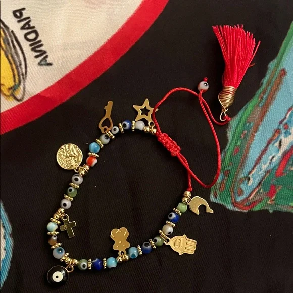 Evil eye bracelet with charms - Picture 1 of 2